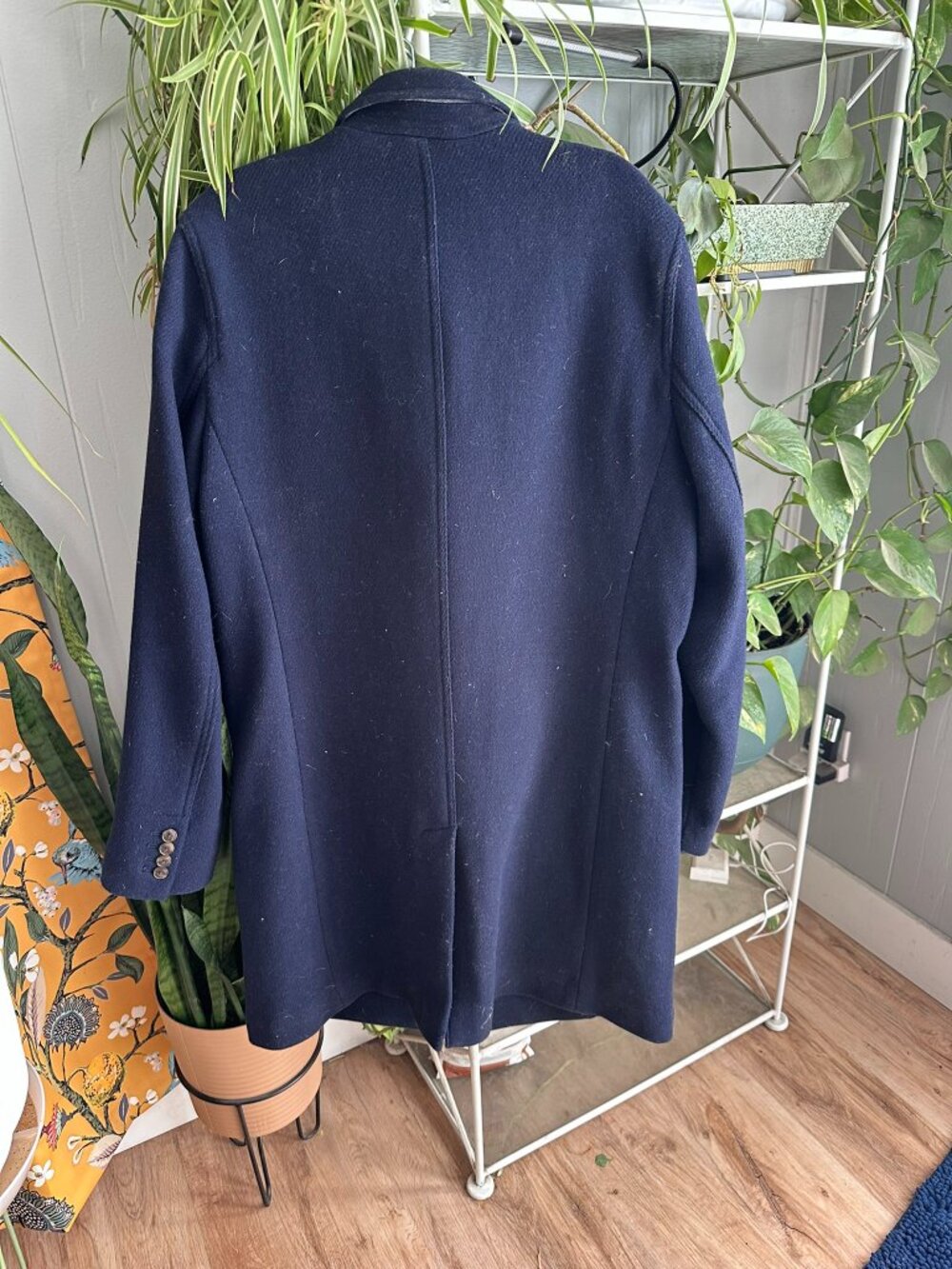 GAP Men’s Wool Blend Navy Topcoat Overcoat Large Tall L Tall - Picture 6 of 12